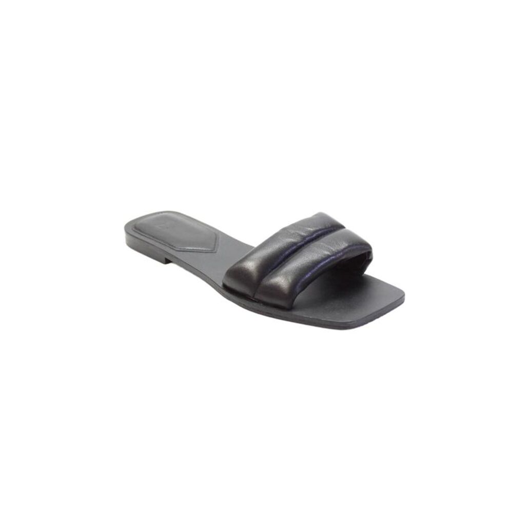Marc Fisher Women's Square Toe Leather Slide Sandals Black Size 10 - Picture 1 of 5